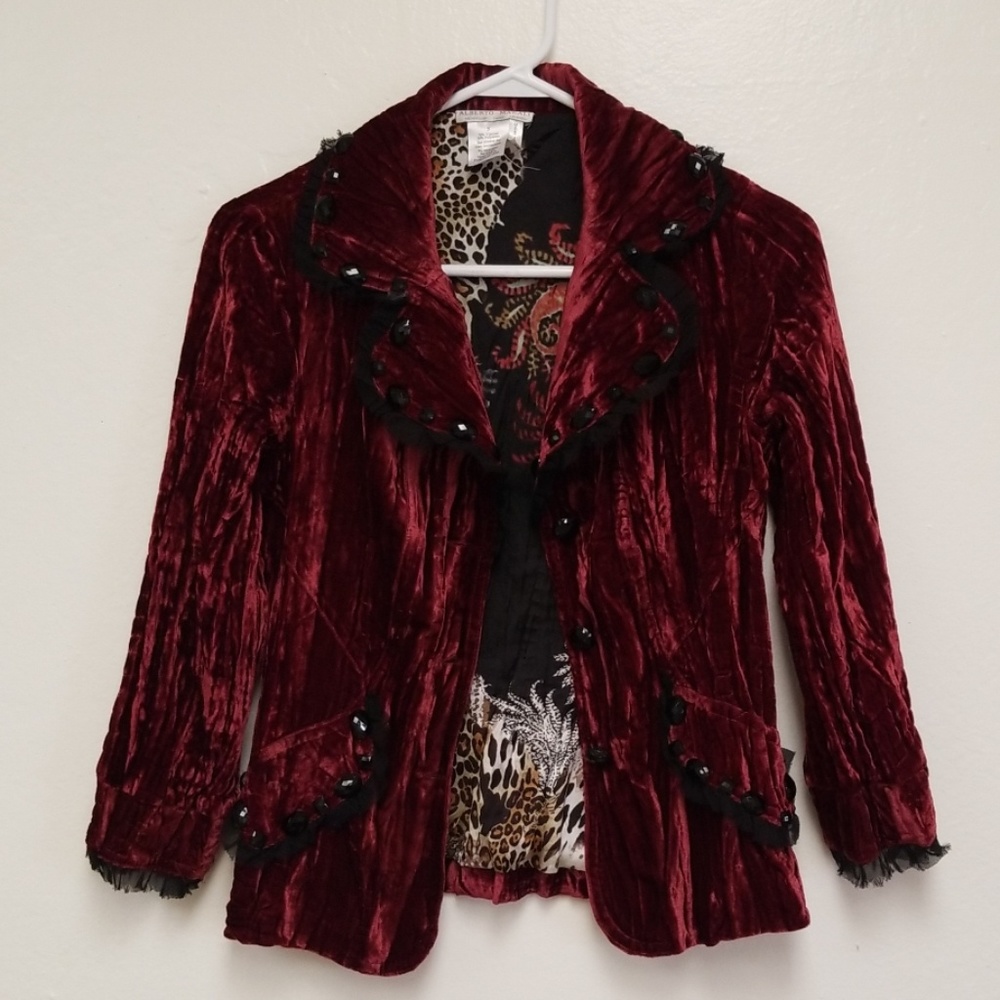 Alberto Makali Blazer Crushed Velvet W/Blk Details
